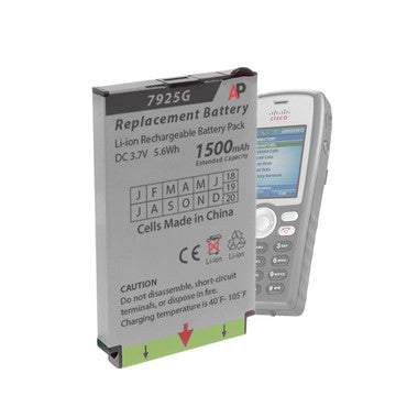 Cisco 7925G & 7926G Phone. Extended Capacity Replacement Battery. 1500 mAh
