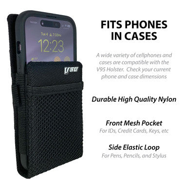 V95 Universal Nylon Pocket Cellphone Holster for iPhone, Android, Pixel etc.