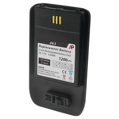 Ascom d63 Black Phone Replacement Battery. 1200 mAh