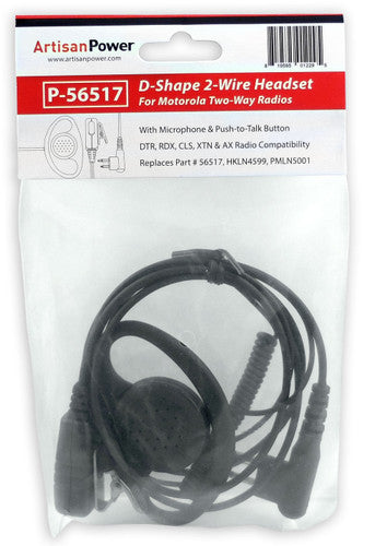 PMLN5001, HKLN4599, 56517: D-Shape 2-Wire Headset. Motorola CLS 2-Way Radios