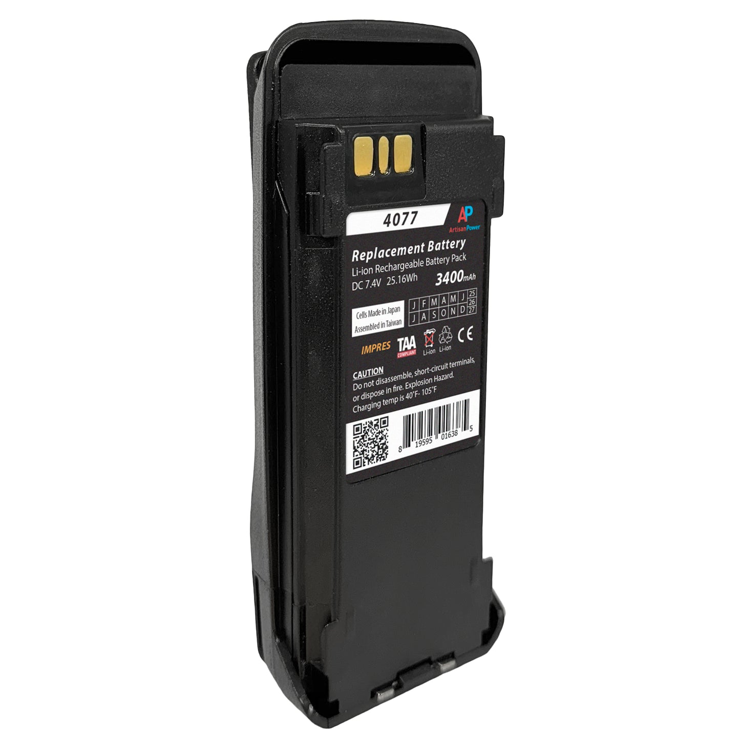 Replacement IMPRES Battery for Motorola MOTOTRBO XPR 6500, 6000 Series Radios. 3400 mAh