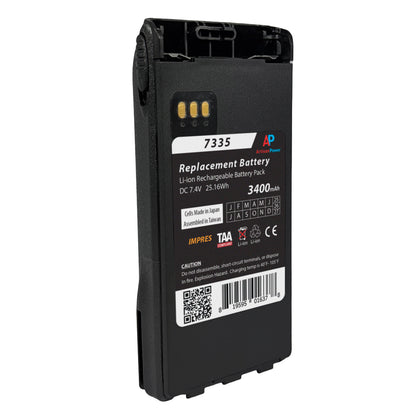 Replacement IMPRES Battery for Motorola XTS 2500 and XTS 1500 Radios. 3400 mAh