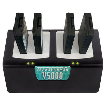 Transformer 4-Bay Battery Charger for Vocera Smartbadge V5000 batteries. Power Supply included