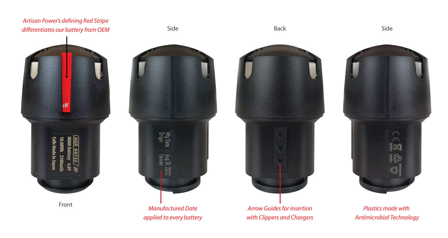 Replacement battery for Andis PowerGroom AGR+ and BGR+ Series Clippers. NiMH, 2100 mAh, Japanese cel