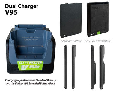 V95 Power Bundle - One Transformer Dual Charger AND Two V95 Ext Batteries
