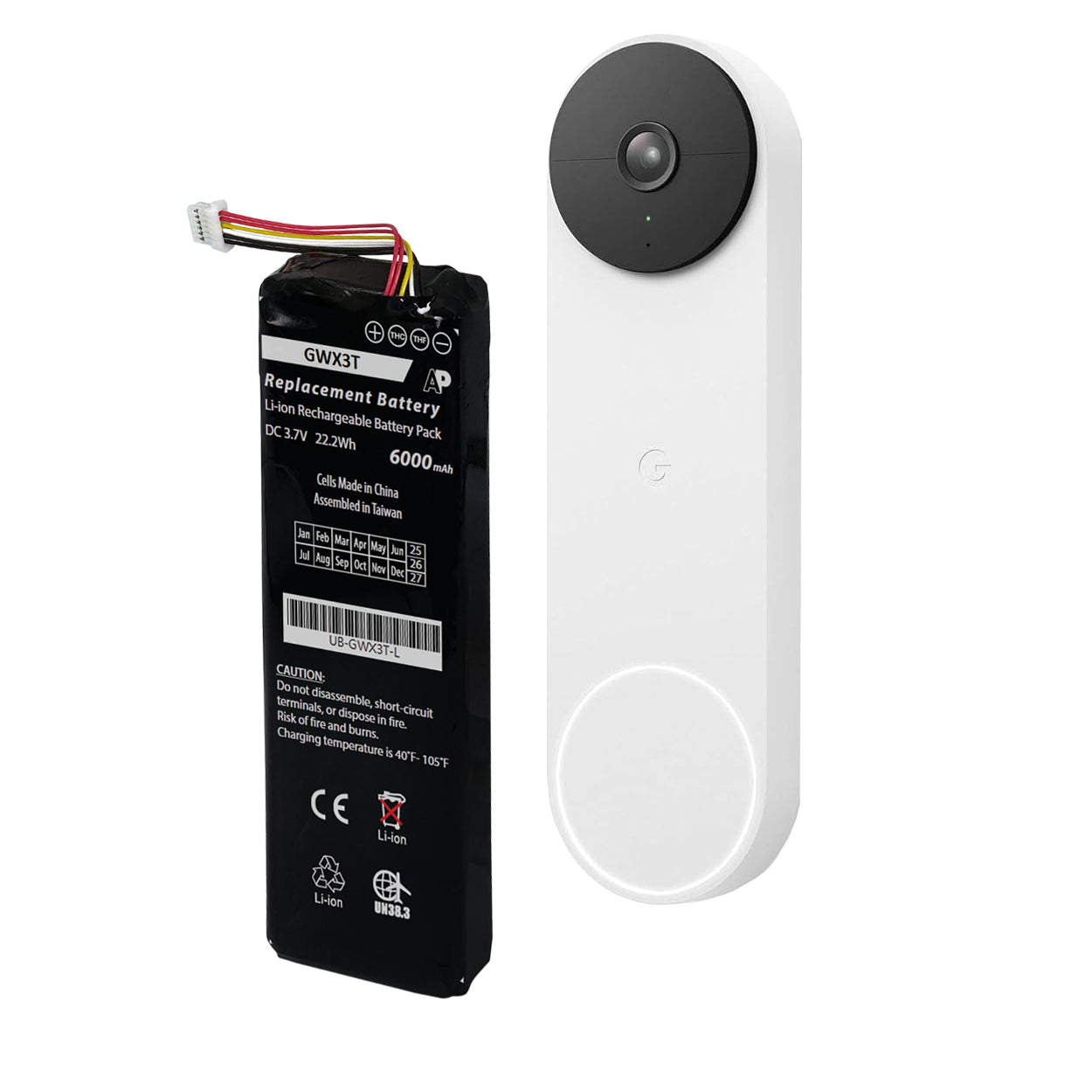 Replacement Battery for Google Nest WiFi Smart Video Doorbell GWX3T & GA01318-US.