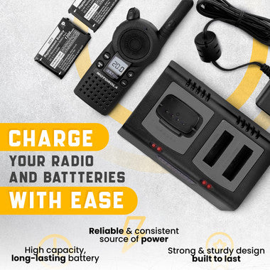 Transformer Charging Station for Motorola CLS Series with 2 Batteries and a Headset. Power Supply