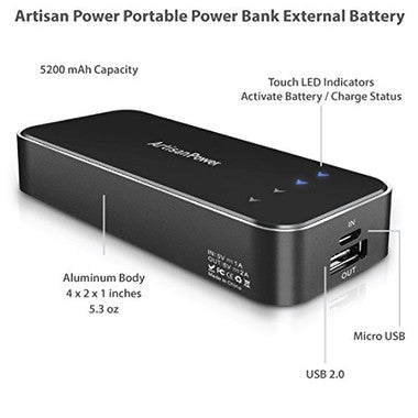 Artisan Power  Portable Power Bank (External Battery 5200 mAh)