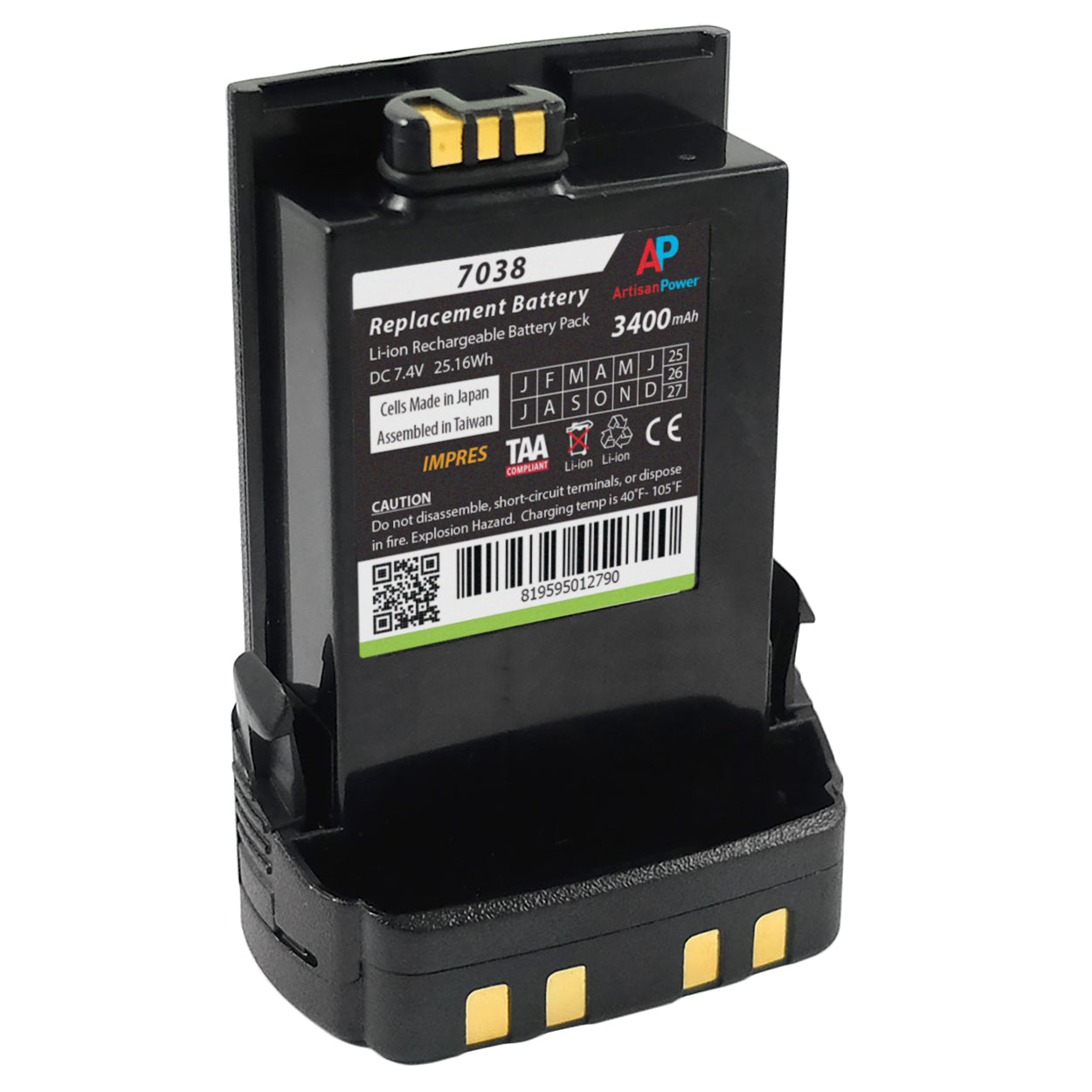 Replacement IMPRES Battery for Motorola APX7000, APX6000 & SRX2200. 3400 mAh