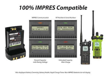 Replacement IMPRES Battery for Motorola APX7000, APX6000 & SRX2200. 3400 mAh